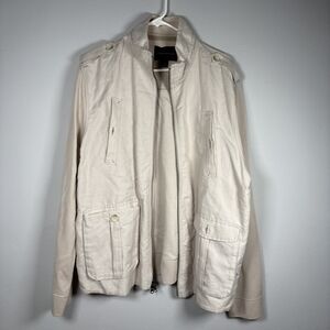 Banana Republic Men's Light Tan Cream Linen Cotton Blend Field Jacket Sz XL